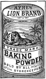 Baking powder advert from Henry Tippler's Cookery Guide, Wellington